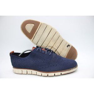 Cole Haan Men's Navy Knit Oxfords with White Sole